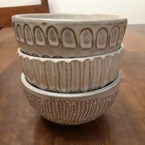 Set of 3 Hand-made Ceramic Bowls (NWOT)